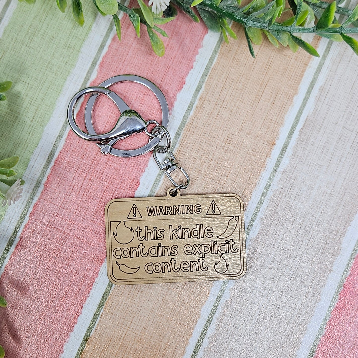 Kindle Contains Explicit Content Engraved Keychain