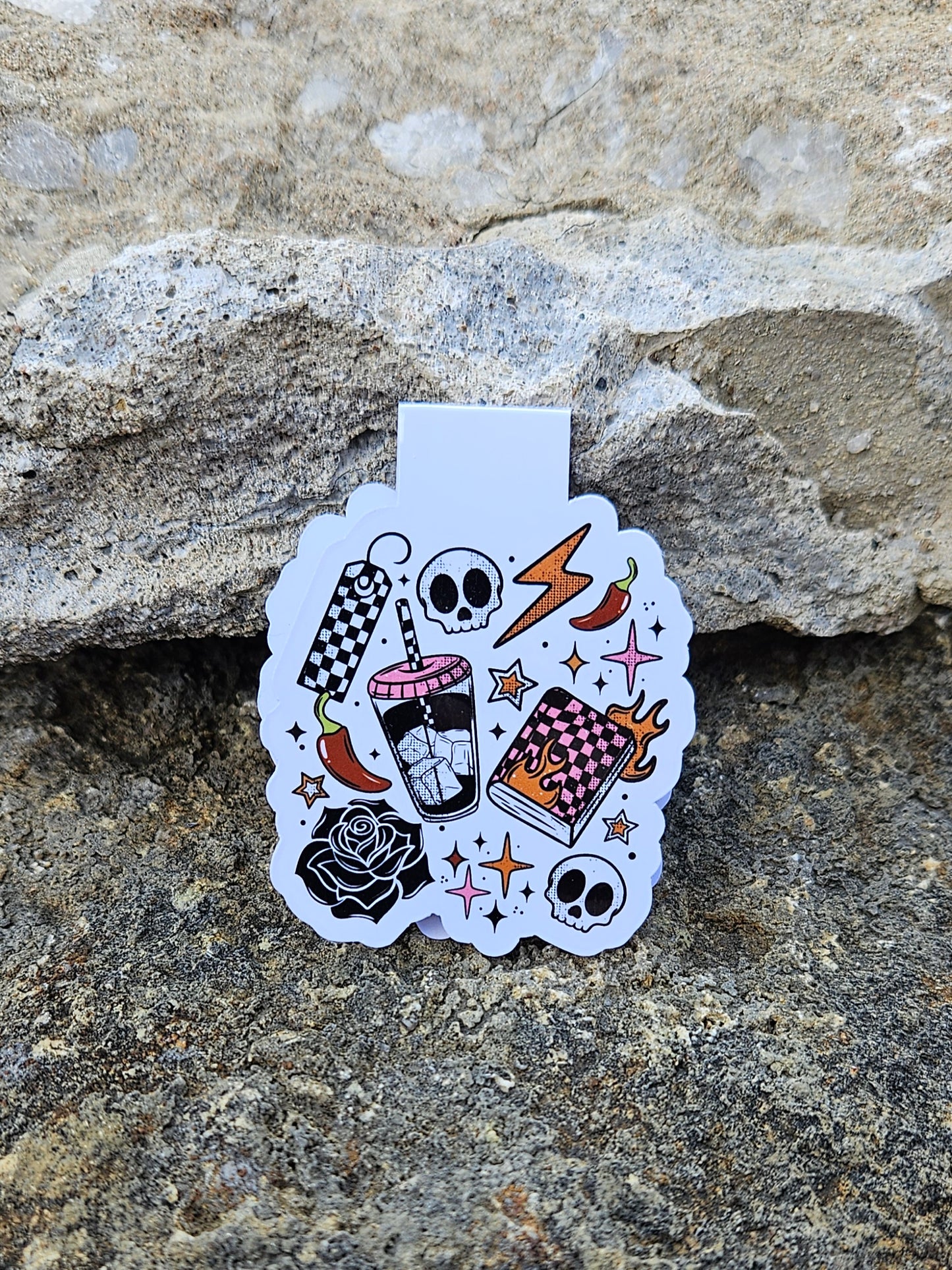 Fire Checkered Books Magnetic Bookmark