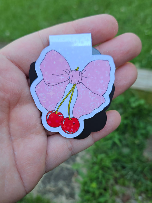 Cherry Bow Magnetic Bookmark