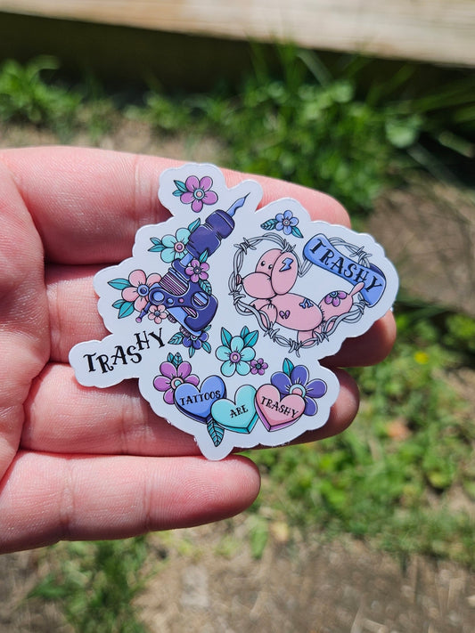 TATTOOS ARE TRASHY STICKER