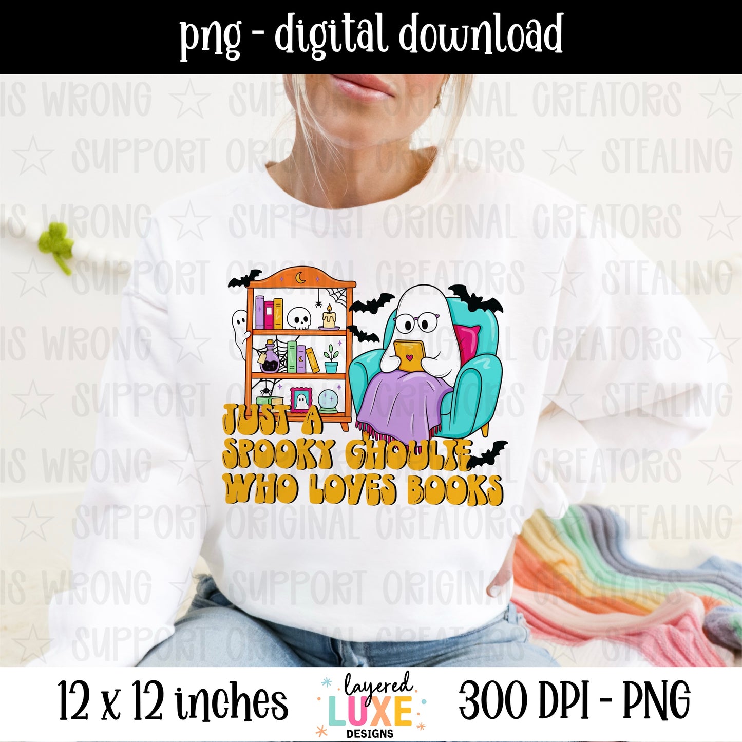 Just a Spooky Ghoulie Who Loves Books PNG, Bookish Ghost Halloween PNG, Reading Ghost Shirt Design, Halloween Book Lover PNG Digital Download