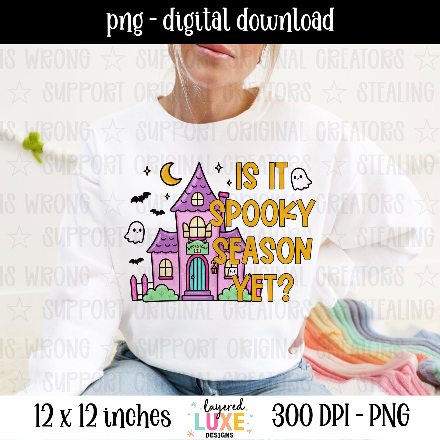 Is It Spooky Season Yet PNG, Haunted Bookstore Halloween PNG, Spooky Season Ghost PNG, Halloween Shirt Design Digital Download