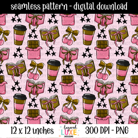 Books Sweets Seamless Pattern