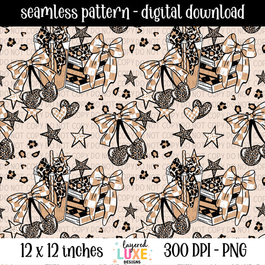 Books Leopard Print Seamless Pattern