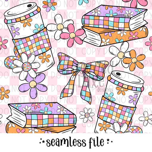 Book Girly Seamless File Digital Download