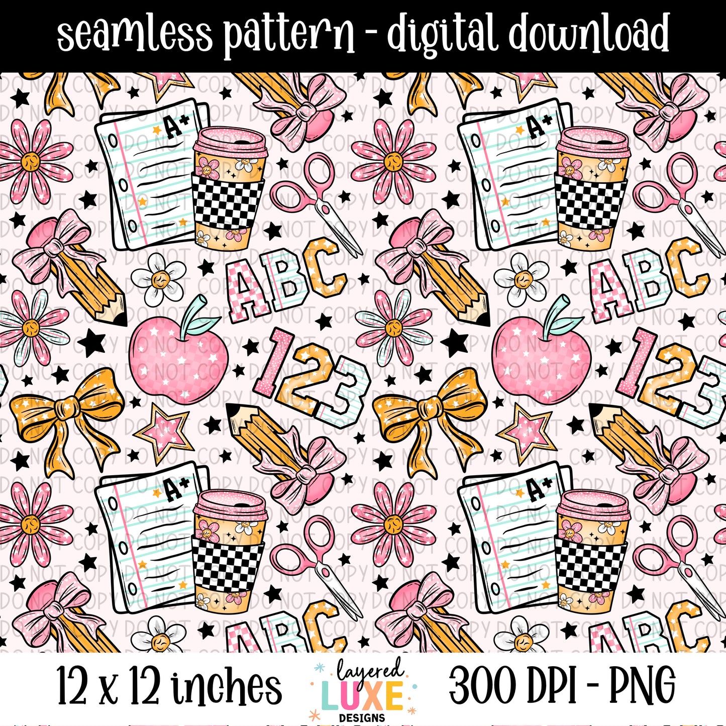 Teacher Vibes Seamless File Digital Download