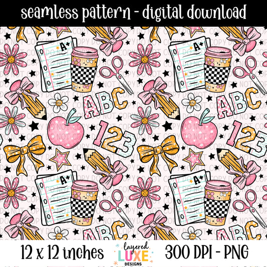 Teacher Vibes Seamless File Digital Download