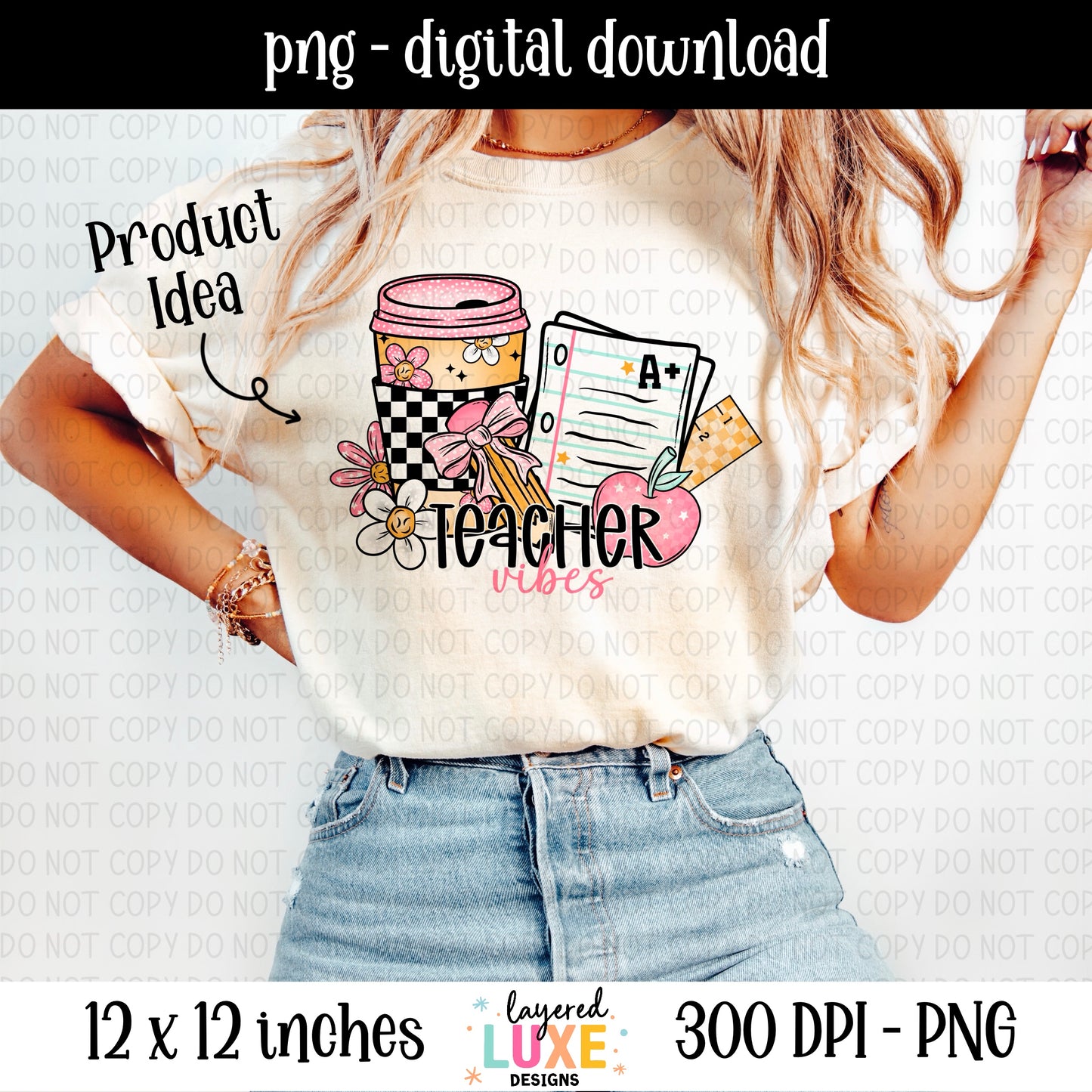 Teacher Vibes PNG Digital Download