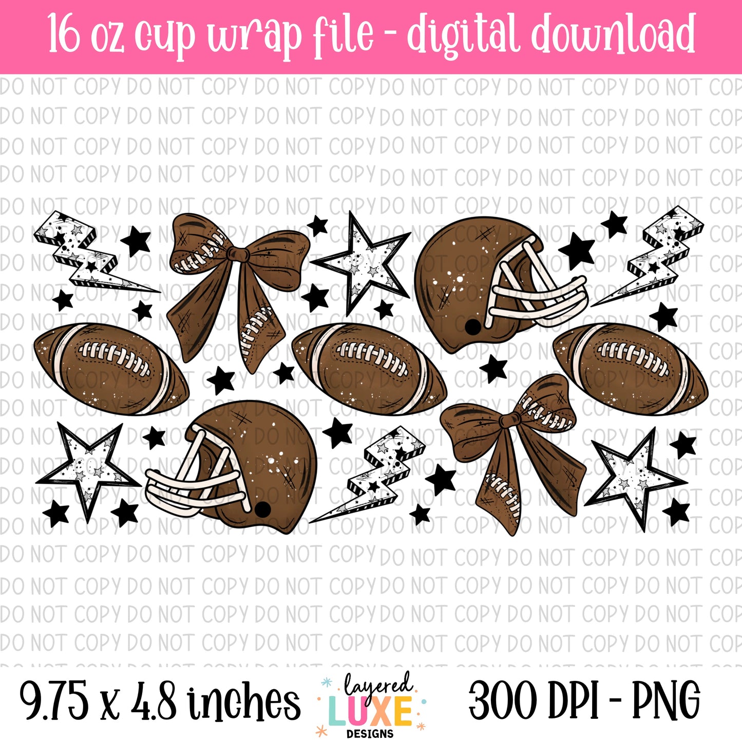 Football 16oz Cup Wrap