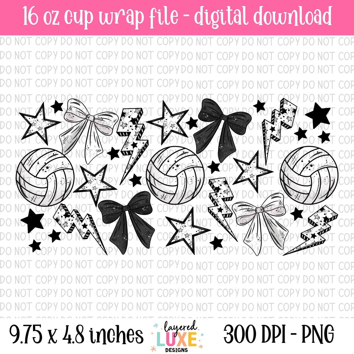 Volleyball 16oz Cup Wrap