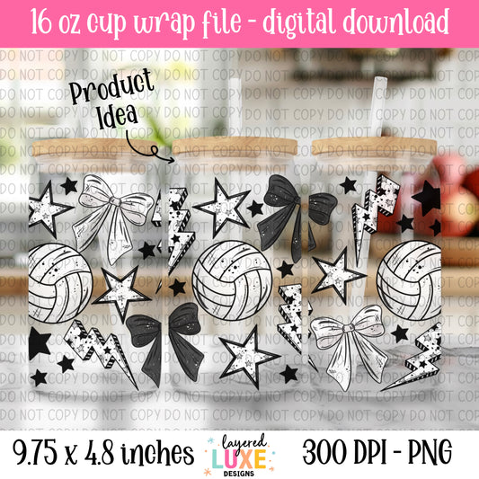 Volleyball 16oz Cup Wrap