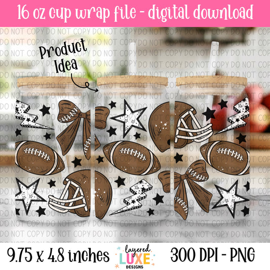 Football 16oz Cup Wrap