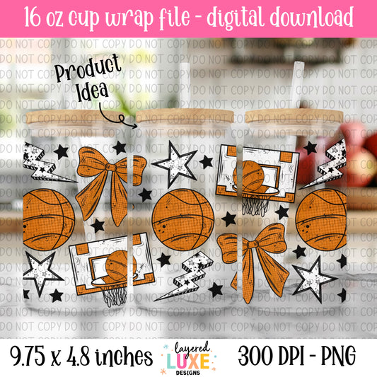 Basketball 16oz Cup Wrap