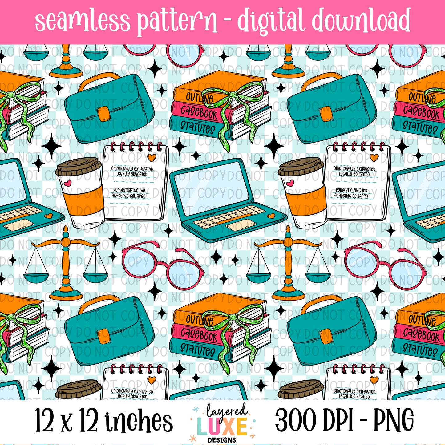 Law Student Seamless Pattern