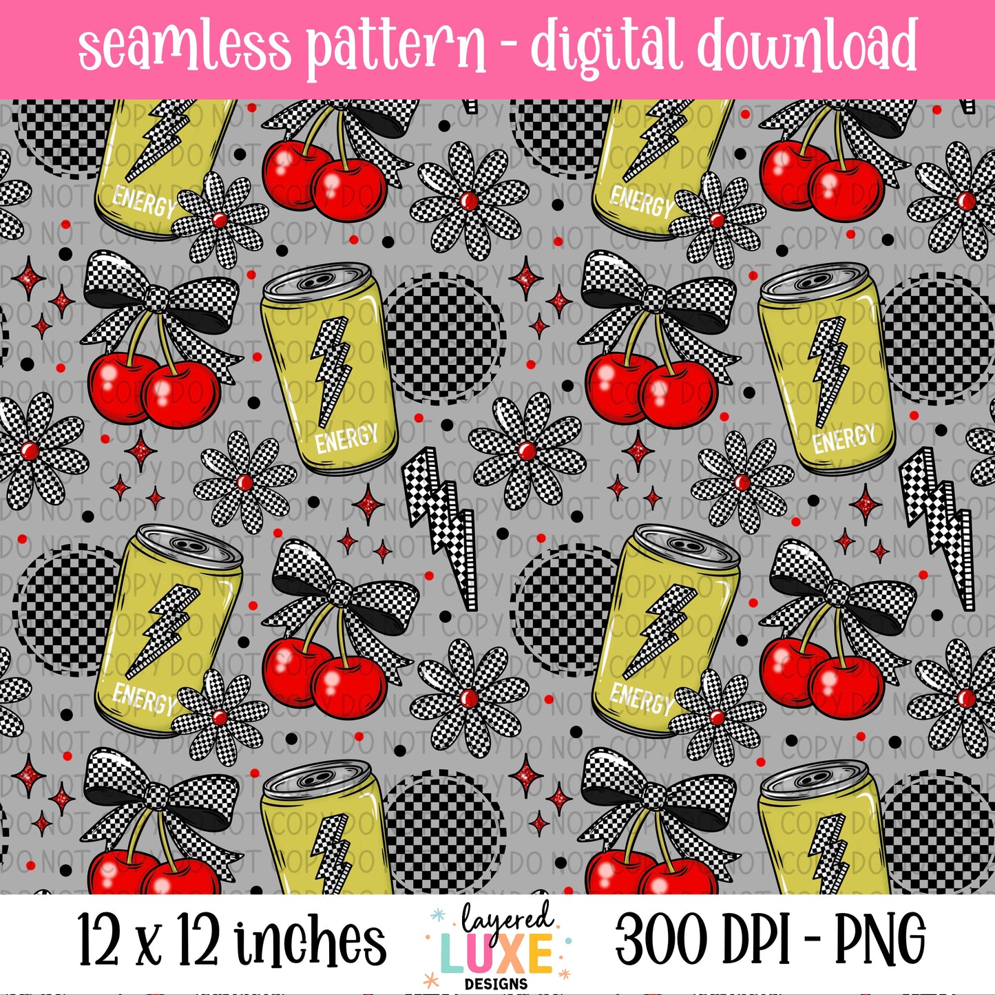 Double Shot Energy Seamless Pattern