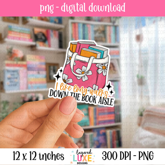Long Walks Down the Book Aisle PNG File