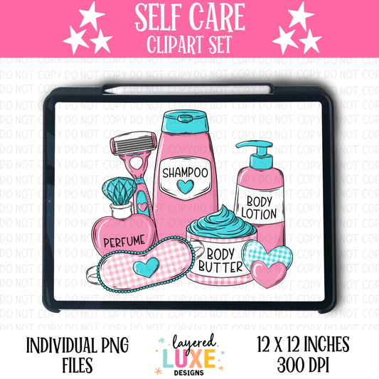 Self Care Clipart Set 12 Piece Bundle