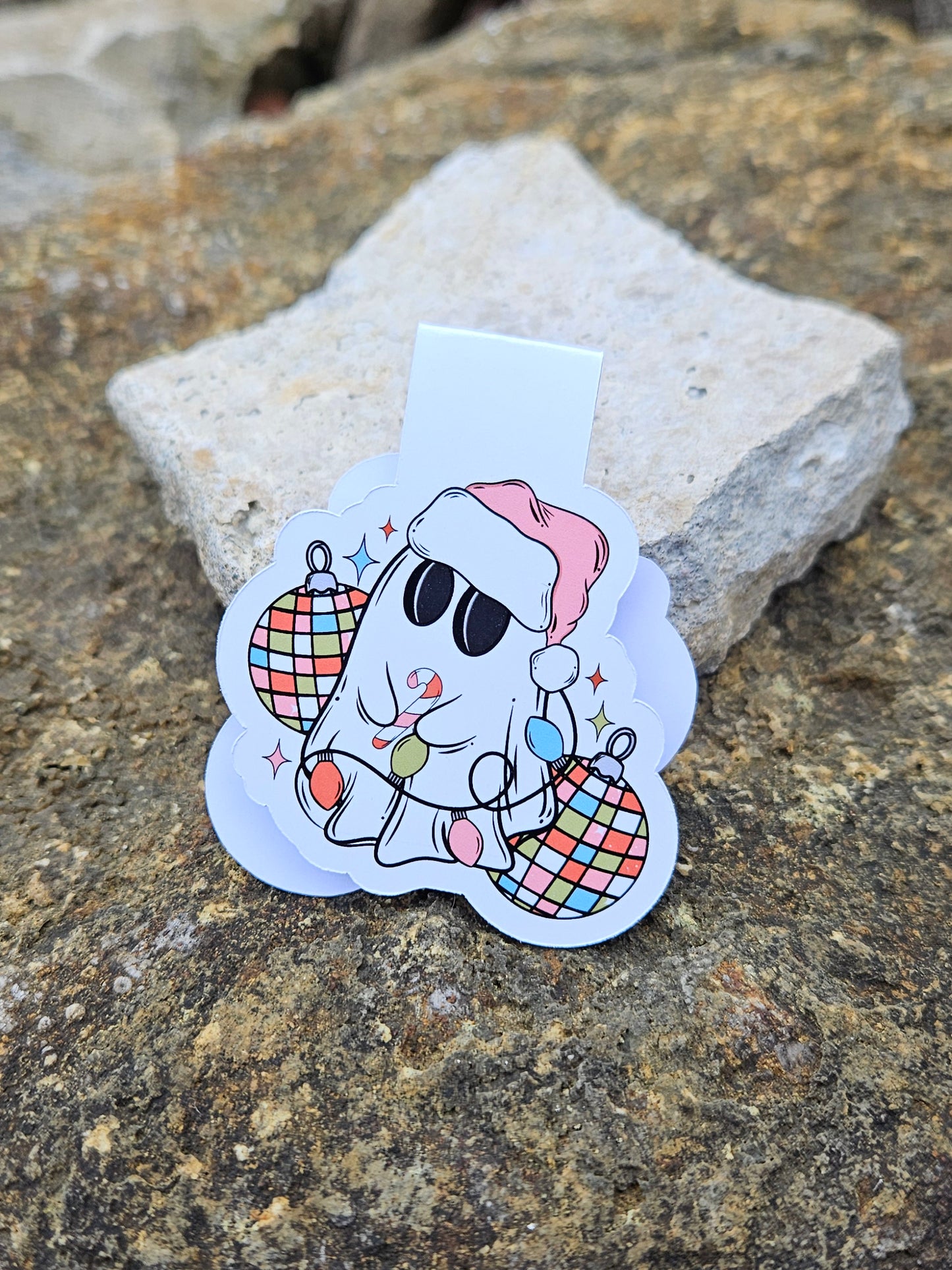 Disco Christmas Ghostie Magnetic Bookmark