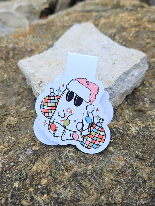Disco Christmas Ghostie Magnetic Bookmark
