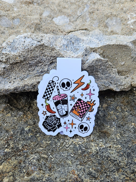 Fire Checkered Books Magnetic Bookmark