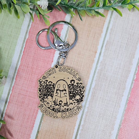 Anti-Social Book Club Engraved Keychain