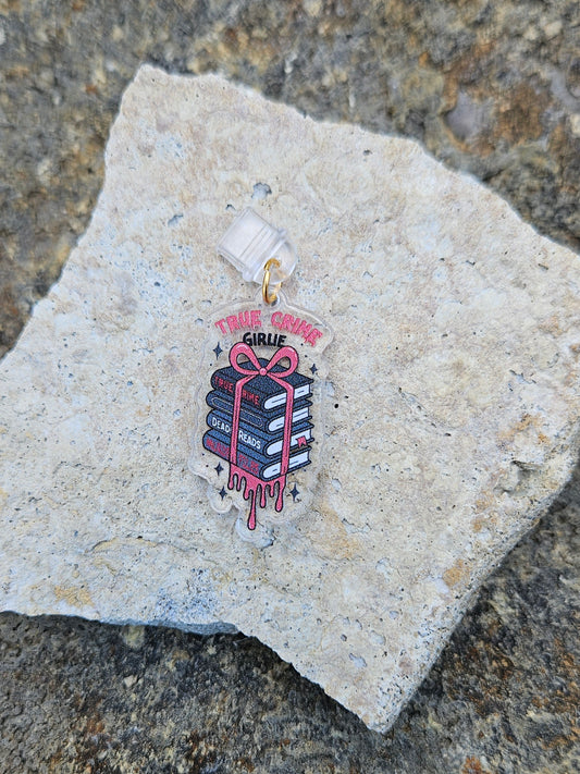 TRUE CRIME GIRLIE BLEEDING BOOK STACK KINDLE CHARM